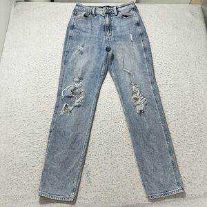 Hollister California Ultra High Rise Mom Jean Women's 25 Blue Distressed Jeans